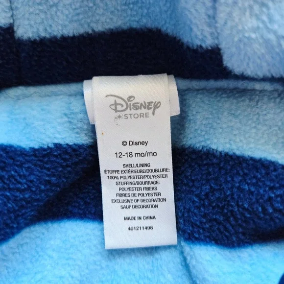 Vuntafe Disney Store Mickey Mouse Blue Hooded Pram Suit Fleece Lined 12-18 Month